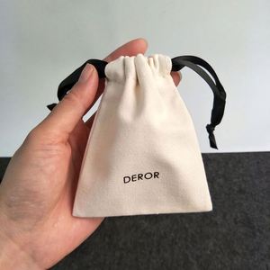 Custom Logo Printed Small Green Cotton Linen <b>Drawstring</b> Key Jewelry Storage Bag Organic Muslin Linen Gift Packing <b>Pouch</b> - Product Image 3