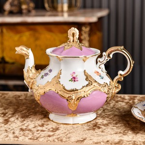Complete White Embossed Floral Bone China Tea Set Teapot Cups Sugar Creamer Classic Style Eco-Friendly Gift Box for Hotel - Product Image 3