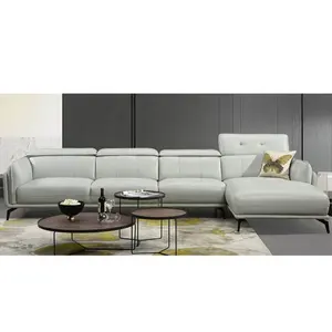 Home Furniture High Quality Best New Condition Artificial Dubai Furniture 4 Seat White Leather Corner Sofa Set