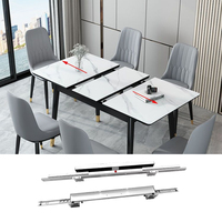 Glissières télescopiques pour table à manger de 45 mm, fermeture douce, mécanisme coulissant robuste, extension complète, rail à roulement à billes