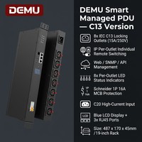 PDU Inteligente 1U de 8 Puertos IEC C13 con Bloqueo, Interruptores Individuales IP, Entrada C20 de 16A
