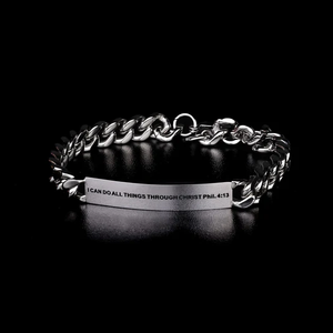 Jietao - Brazalete de Acero Inoxidable con Baño de Oro de 18K, Grabado Personalizado, Cadena Gruesa Tipo Curb, Versículo Bíblico, Joyería Cristiana Impermeable - Product Image 5
