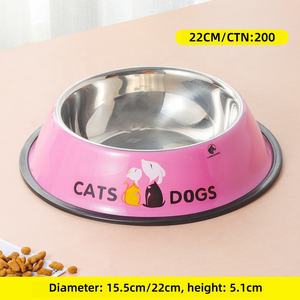Sıcak toptan 201 paslanmaz çelik köpek havzası için sevimli renkli karikatür baskılı hayvan mama kabı gıda/su en çok satan öğe - Product Image 4