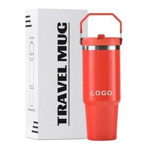 Vaso Térmico Personalizado con Logotipo de 30 oz, Taza de Café de Acero Inoxidable de Doble Pared con Aislamiento al Vacío, Vasos de Viaje para Auto de 30 oz con Asa y Tapa - Product Image 1