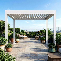 Pavillon de jardin moderne avec structure en acier thermolaqué blanc et toit rigide en forme de pyramide pour villas et jardins