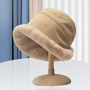BSBHขายส่งออกแบบยอดนิยมสุภาพสตรีหมวกฤดูหนาวผู้ใหญ่Unisex Fluffy FauxขนหมวกหมวกหลายสีFurry Bucketหมวก