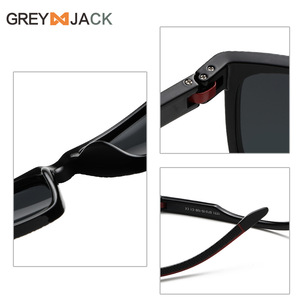 Lunettes de soleil pour homme Grey Jack, monture carrée, verres polarisés PC UV400, pour sports de plein air, branches Slingshot, noires - Product Image 3