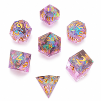 Ensemble de 7 dés polyédriques en résine pour D&D, dés D20 avec intérêts métalliques irisés pour jeux de rôle de table, vente en gros