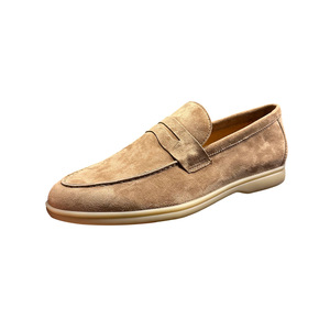QHCCID Mocassins en daim pour hommes, chaussures décontractées respirantes à talon bas, couleur abricot - Product Image 2