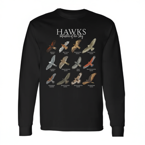 Camiseta de manga larga Hawks Masters Of The Sky con diseño de especies de aves - Product Image 2