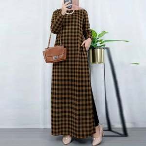 <span class=keywords><strong>Alharamain</strong></span> Jubah, Túnica Musulmana India, Caftán de Moda, Vestido Formal de Manga Larga para Mujer, Cuello Redondo y Tallas Grandes para Primavera - Product Image 1