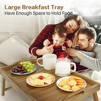 Grand plateau de lit en bois d'acacia Table pliable pour manger, travailler, lire comme plateau de service pour petit-déjeuner et support pour ordinateur portable