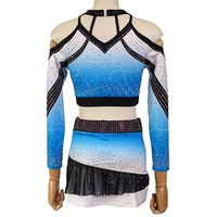 2025 nouveautés haute élastique Cheerleader Costume bleu Ombre haut court et jupes pour compétition de danse