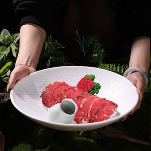 Mountain Style Dry Ice Side Dish Round Melamine <b>Plate</b> For Hot Pot Meat Serving Party Use Solid Color Dishes - Product Image 4