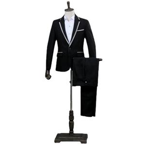 Abito da Uomo per Performance, Costume da Presentatore, Completo a Maniche Lunghe, Abito da Cantante per Palcoscenico, Nero e Bianco, <span class=keywords><strong>Oro</strong></span> e Argento, Abito Fotografico - Product Image 1