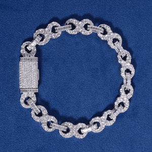 Bracelet de luxe en argent sterling 925 avec maillons cubains glacés, moissanite VVS, maillons baguette infinis de 10 mm, qualité supérieure - Product Image 1