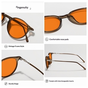 Gafas con Lentes Naranjas, Personalizadas, al por Mayor, Clásicas, Unisex, con Bloqueo de Luz Azul, Armazón Óptico TR90, Amarillas, a la Moda - Product Image 3