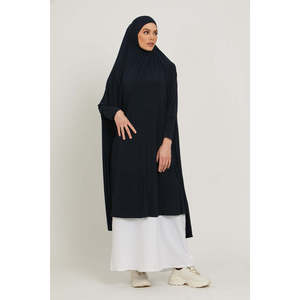Премиум трикотаж молитвенный абайя темно-синий скромный традиционный стиль для лета Свободный размер плюс размер платье <span class=keywords><strong>Khimar</strong></span> - Product Image 1