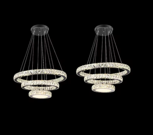 Zeal Lighting Meilleure vente Moderne K9 62W éclairage en acier inoxydable chrome lumière LED lustre en cristal - Product Image 6