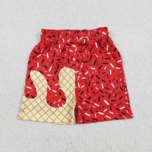 Shorts pour enfants en polyester et coton, respirants, écologiques, à séchage rapide, avec taille élastique, imprimé flocons de crème glacée, pour bébés garçons - Product Image 4