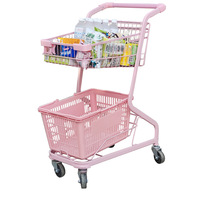 Caddie de magasin de cosmétiques - rose Kawayi double couche