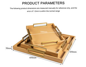T-50Luxury moderno bandeja quadrada conjunto hotel casamento café Europeu decoração home punho metal couro serviço bandeja - Product Image 5