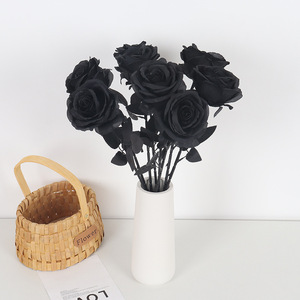 Penjualan laris bunga buatan kualitas tinggi dekorasi pernikahan mawar hitam bunga simulasi - Product Image 3