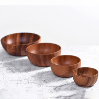 Bols à pâte en bois faits à la main YFWOOD Bol à soupe de nouilles à salade en bois de tailles multiples personnalisées