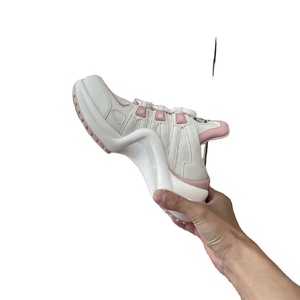 Baskets plateforme épaisses pour femmes, en cuir PU blanc et noir, à lacets, bout rond, semelle épaisse et amortie, chaussures de mode toutes saisons - Product Image 3
