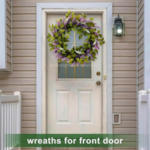 Corona de Lavanda Artificial de 22 Pulgadas, Ecológica, Personalizable, para Puerta Principal, Pared, Ventana, Decoración Rústica, Festiva - Product Image 5