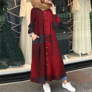 <span class=keywords><strong>Boutique</strong></span> Ropa Étnica Hijab nupcial boda largo <span class=keywords><strong>Muslimah</strong></span> de talla grande señora musulmana moda rayas estampado Maxi Abaya vestido - Product Image 2