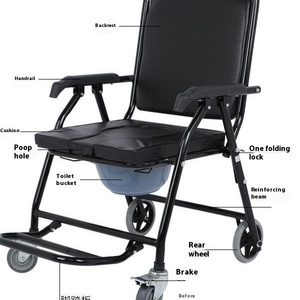 <span class=keywords><strong>Silla</strong></span> de inodoro multifuncional de doble uso <span class=keywords><strong>para</strong></span> ancianos, <span class=keywords><strong>silla</strong></span> de ruedas portátil de cuatro ruedas, plegable <span class=keywords><strong>para</strong></span> equipo de seguridad de <span class=keywords><strong>baño</strong></span> doméstico - Product Image 5