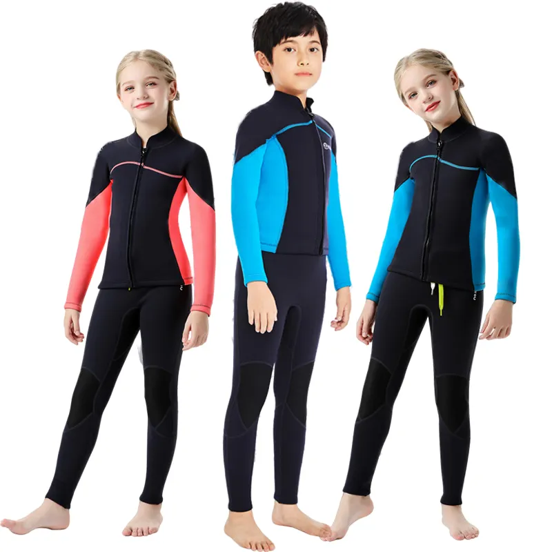 Kinderen 2.5Mm Dikke Badpak Split Warm Wetsuit Jongens En Meisjes Lange Mouwen Koude-Proof Snorkelen Surfen Kwallen kleding