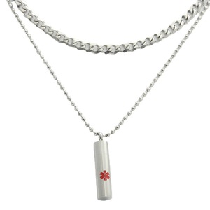 yunnique Stainless Steel Medical Pendant <b>Necklace</b> Men's Geometric <b>Long</b> Chain 280658 - Product Image 4