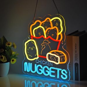 Chicken Nuggets Letreros Neon LED indoor hanging ambient light shop <b>sign</b> wall decoration light entrance indicator light 5V 12V - Product Image 5