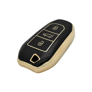 Housse <span class=keywords><strong>de</strong></span> clé <span class=keywords><strong>de</strong></span> voiture personnalisée en TPU souple avec bord doré pour Peugeot 4008 5008 3008 Citroën Elysee C3 C4 <span class=keywords><strong>C5</strong></span> - Product Image 1