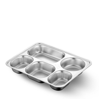 Boîte à lunch bento à grande capacité avec 5 compartiments, 1500 ml, en acier inoxydable, récipient divisé, passe au lave-vaisselle, pour adultes