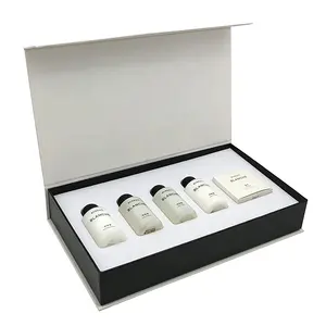 Kotak magnetik kertas putih kustom grosir set botol parfum 30ml mewah dengan kemasan kotak hadiah