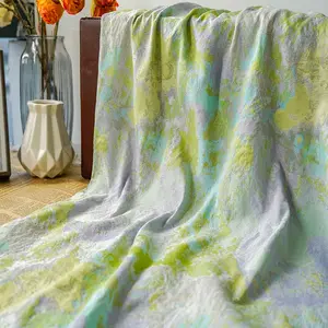 2024 sơn dầu phong cách hoa vải hometextile vải nhà thiết kế 100% polyester thổ cẩm Jacquard vải