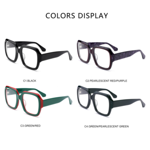 Gafas de sol Retro personalizadas de Venta caliente, monturas de acetato óptico de tendencia europea y americana para mujeres y hombres, azul y rojo - Product Image 6