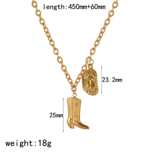 European American Boot Pendant <b>Titanium</b> Steel Necklace For Women 18k Gold Plated Clavicle <b>Chain</b> Party Fashion Jewelry - Product Image 5