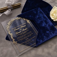 Cartes d'anniversaire personnalisées en acrylique avec dorure à chaud et enveloppes en velours blanc cassé – Style européen personnalisable