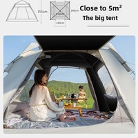 Tente de camping automatique pliable, double couche, épaissie, pour toutes les saisons, avec fibres de polyester, équipement complet