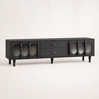 Meuble TV moderne minimaliste en pierre, 3 armoires, 2 tiroirs, console multimédia écologique réglable pour téléviseurs de 55 à 59 pouces, salon
