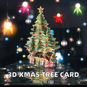 3D Christmas Tree Greeting Card Pop Up Holiday Gift Card DIY Craft Decorative Card - Product Image 3