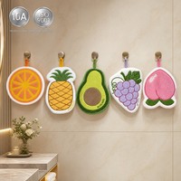 Serviette de cuisine en velours corail avec logo personnalisé, série fruits de dessin animé, douce, absorbante, à suspendre, broderie, cadeau