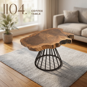 Mesa de Centro de Madera Natural con Base de Hierro - Diseño Rústico Moderno, Duradera y Fácil de Limpiar, Muebles para Sala de Estar - Product Image 3