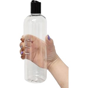 Ljdeals Bouteilles en plastique transparent de 16 oz avec bouchons à rabat noir, compressibles et rechargeables pour shampoing, lotion, soins personnels - Product Image 3