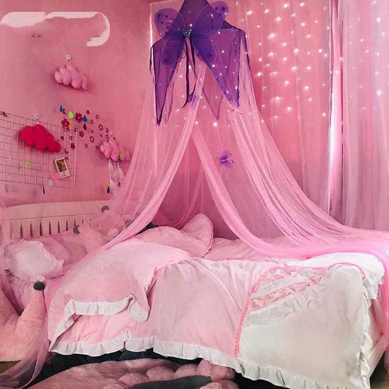 มุ้งกันยุงสีชมพู+ผีเสื้อสีม่วง