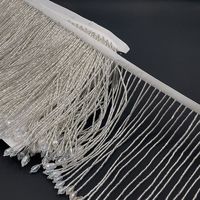 Accessoires pour vêtements Tube de perles argentées, blanches, rouges, vertes et dorées Fringe Trimming With Crystal Luxury Sewing Trim for Clothes